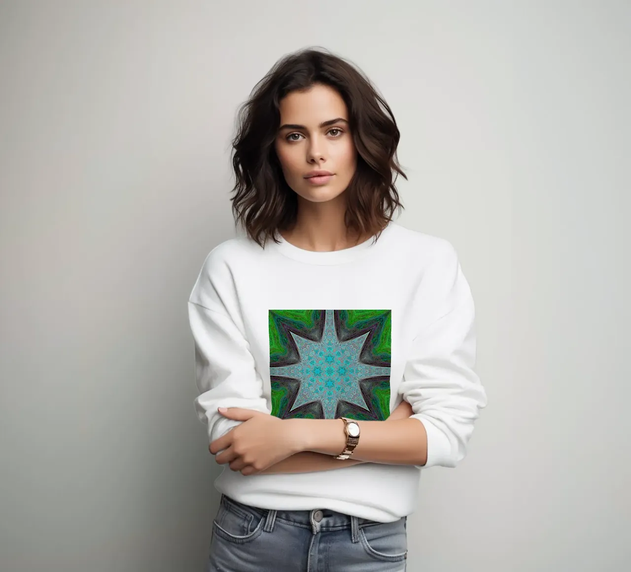 Étoile complexe, textures et formes en turquoise/noir/vert sweat de Gürsel Yesil Digital Art