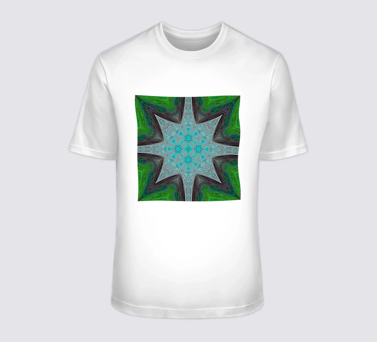Stella, texture e forme complesse in turchese/nero/verde t-shirt da Gürsel Yesil Digital Art