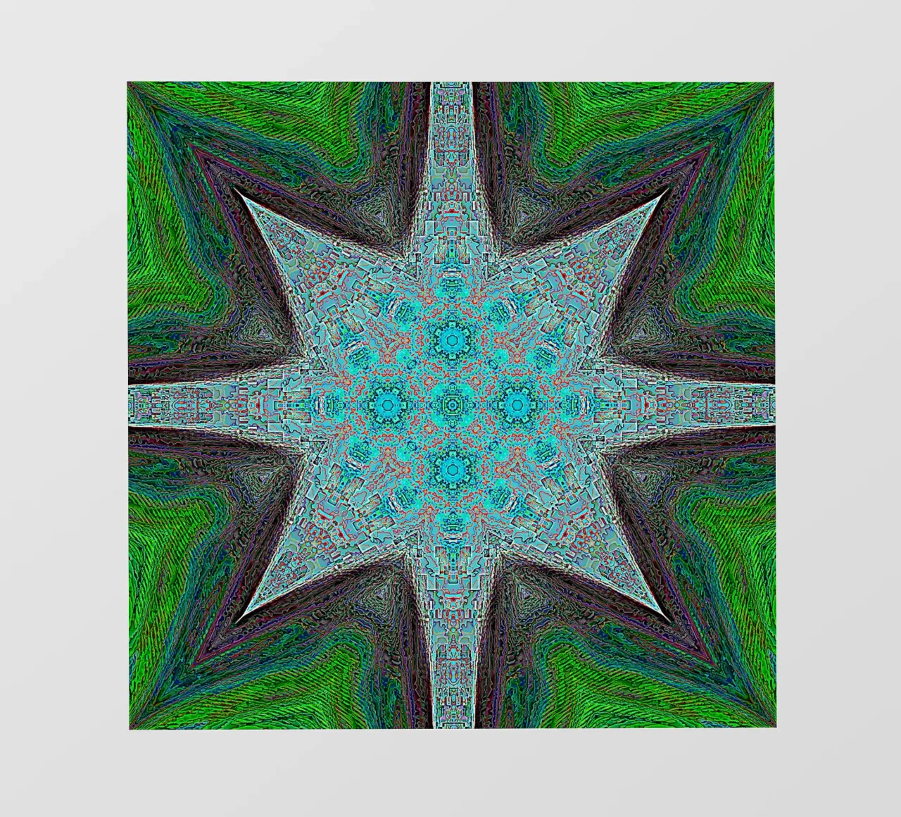 Estrella compleja, texturas y formas en turquesa/negro/verde lámina retroiluminada de Gürsel Yesil Digital Art