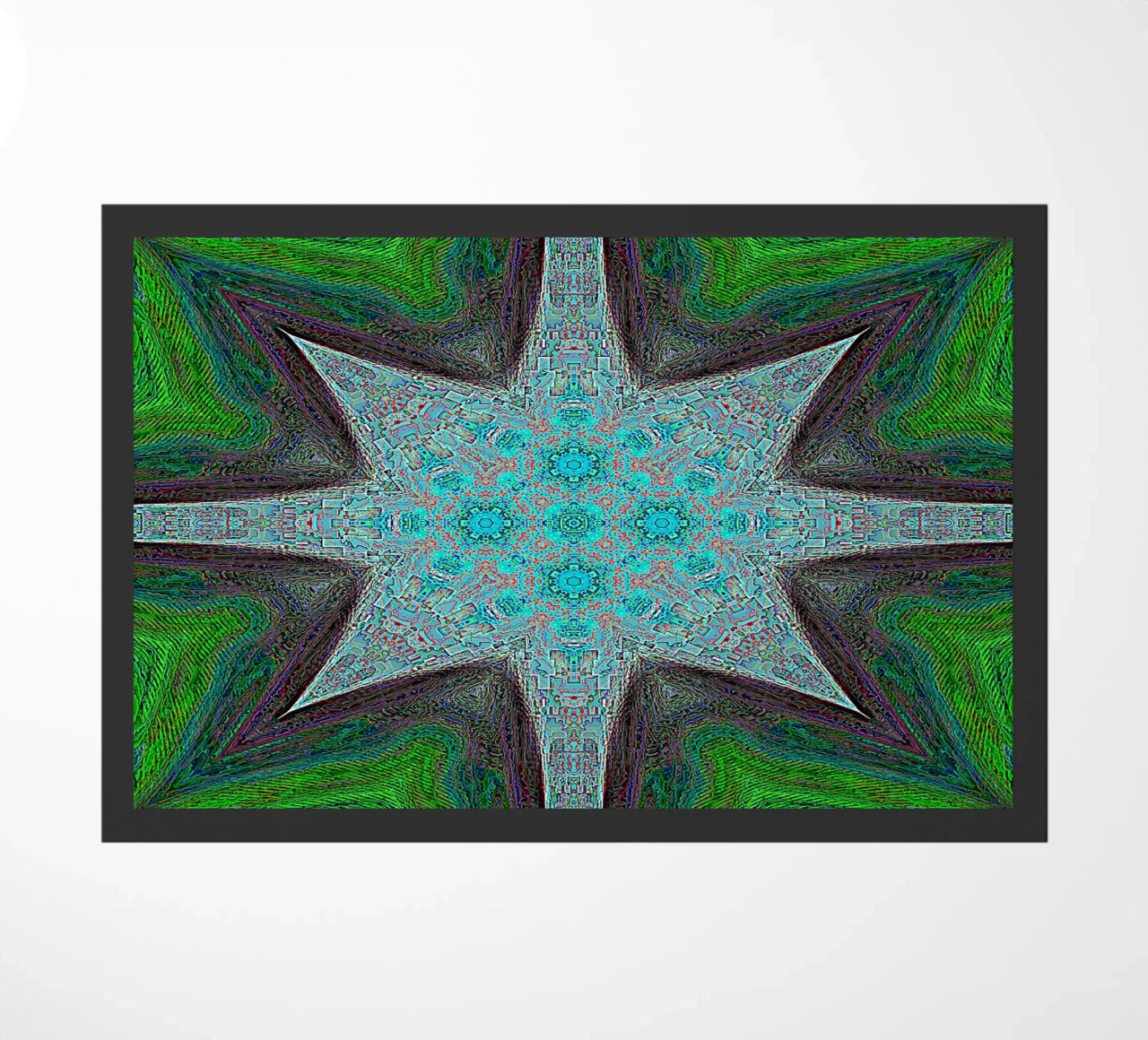 Stella, texture e forme complesse in turchese/nero/verde zerbino da Gürsel Yesil Digital Art