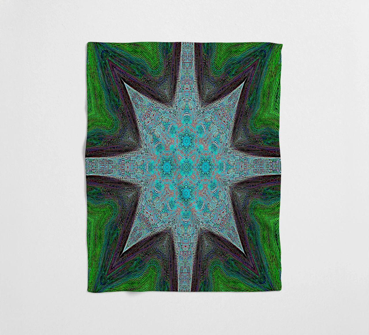 Stella, texture e forme complesse in turchese/nero/verde coperta in pile da Gürsel Yesil Digital Art