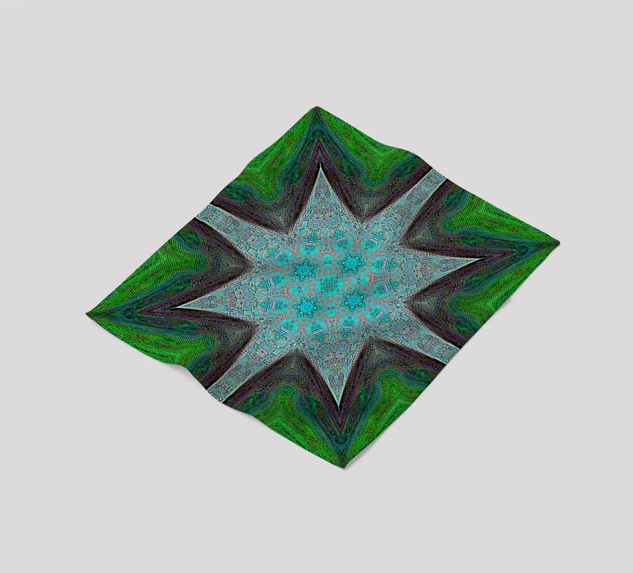 Stella, texture e forme complesse in turchese/nero/verde coperta in pile da Gürsel Yesil Digital Art