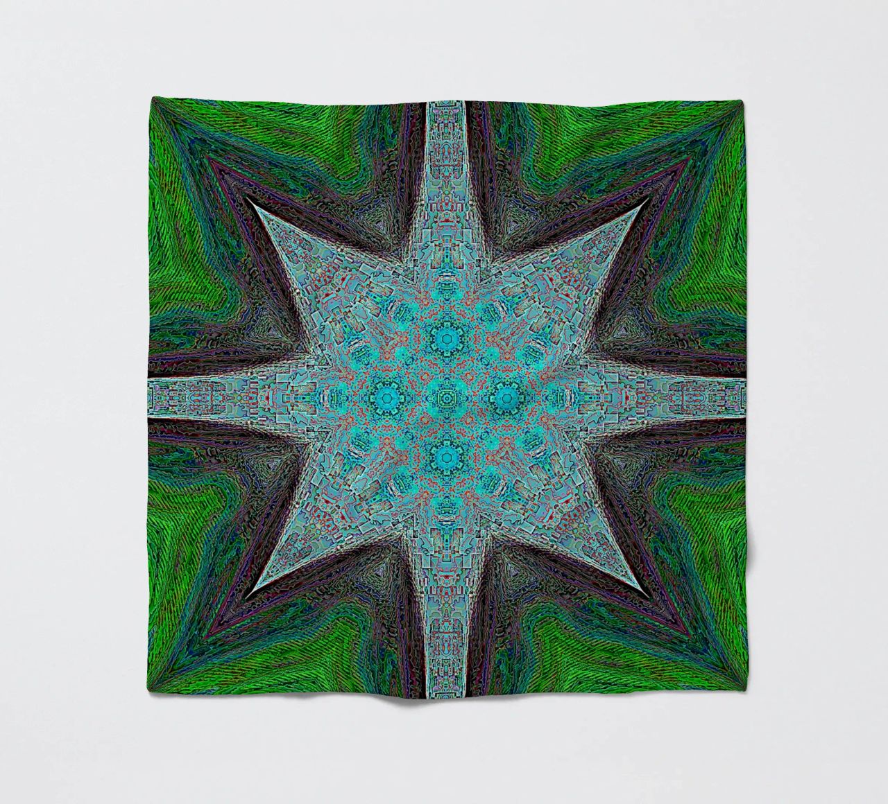 Stella, texture e forme complesse in turchese/nero/verde coperta in pile da Gürsel Yesil Digital Art