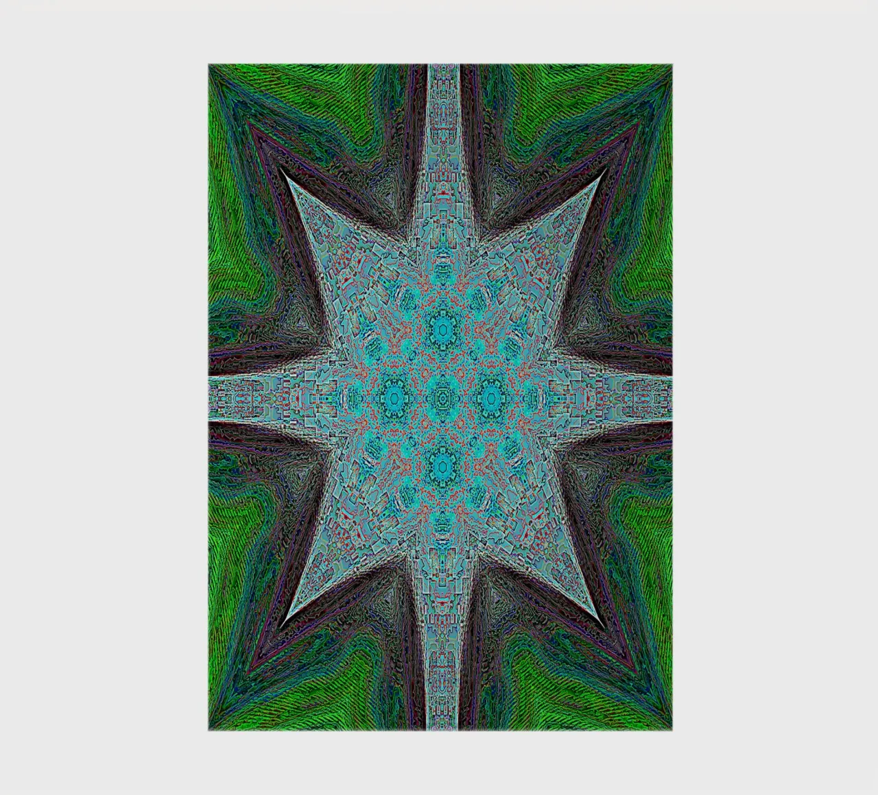 Étoile complexe, textures et formes en turquoise/noir/vert carnet de notes de Gürsel Yesil Digital Art