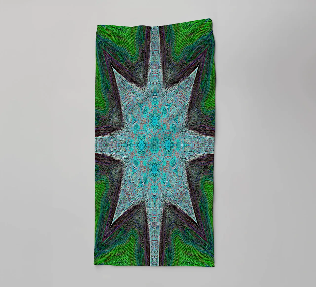 Étoile complexe, textures et formes en turquoise/noir/vert serviette de bain de Gürsel Yesil Digital Art