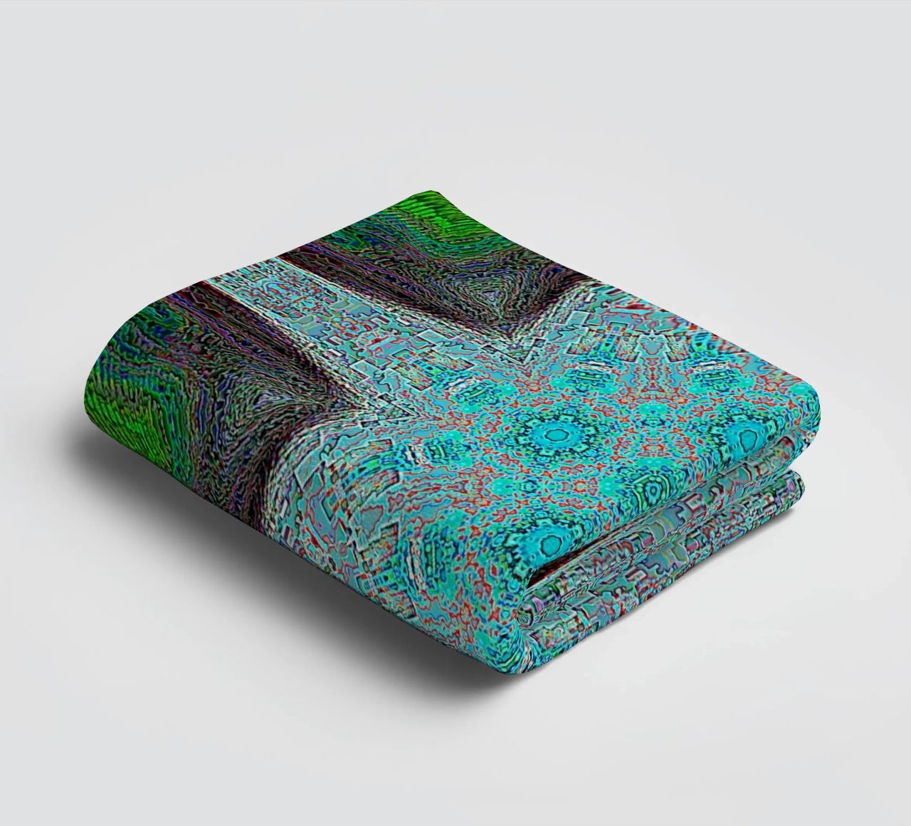 Stella, texture e forme complesse in turchese/nero/verde asciugamano da bagno da Gürsel Yesil Digital Art