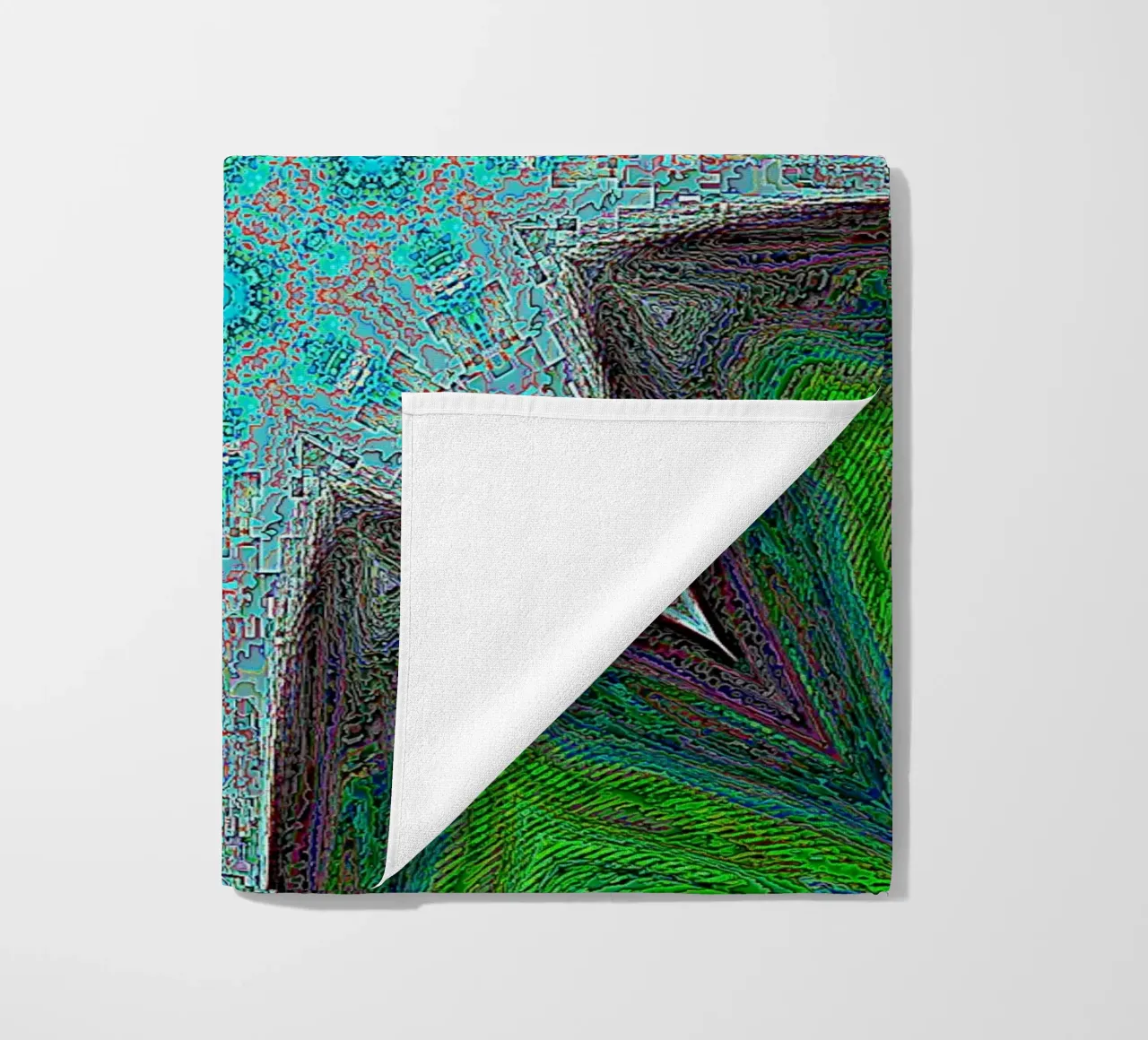 Estrella compleja, texturas y formas en turquesa/negro/verde toalla de playa de Gürsel Yesil Digital Art