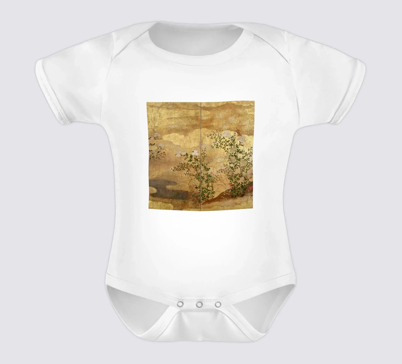 Autumn Flowers and Grasses Beside a Stream, Against Clouds. Kurzarm Babybody von ARTOTHEK