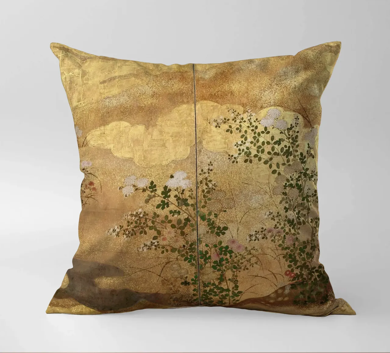 Autumn Flowers and Grasses Beside a Stream, Against Clouds. cuscino da ARTOTHEK