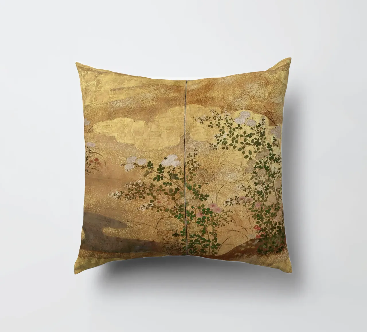 Autumn Flowers and Grasses Beside a Stream, Against Clouds. cuscino da ARTOTHEK