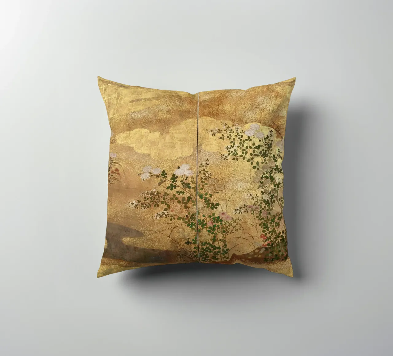Autumn Flowers and Grasses Beside a Stream, Against Clouds. cuscino da ARTOTHEK