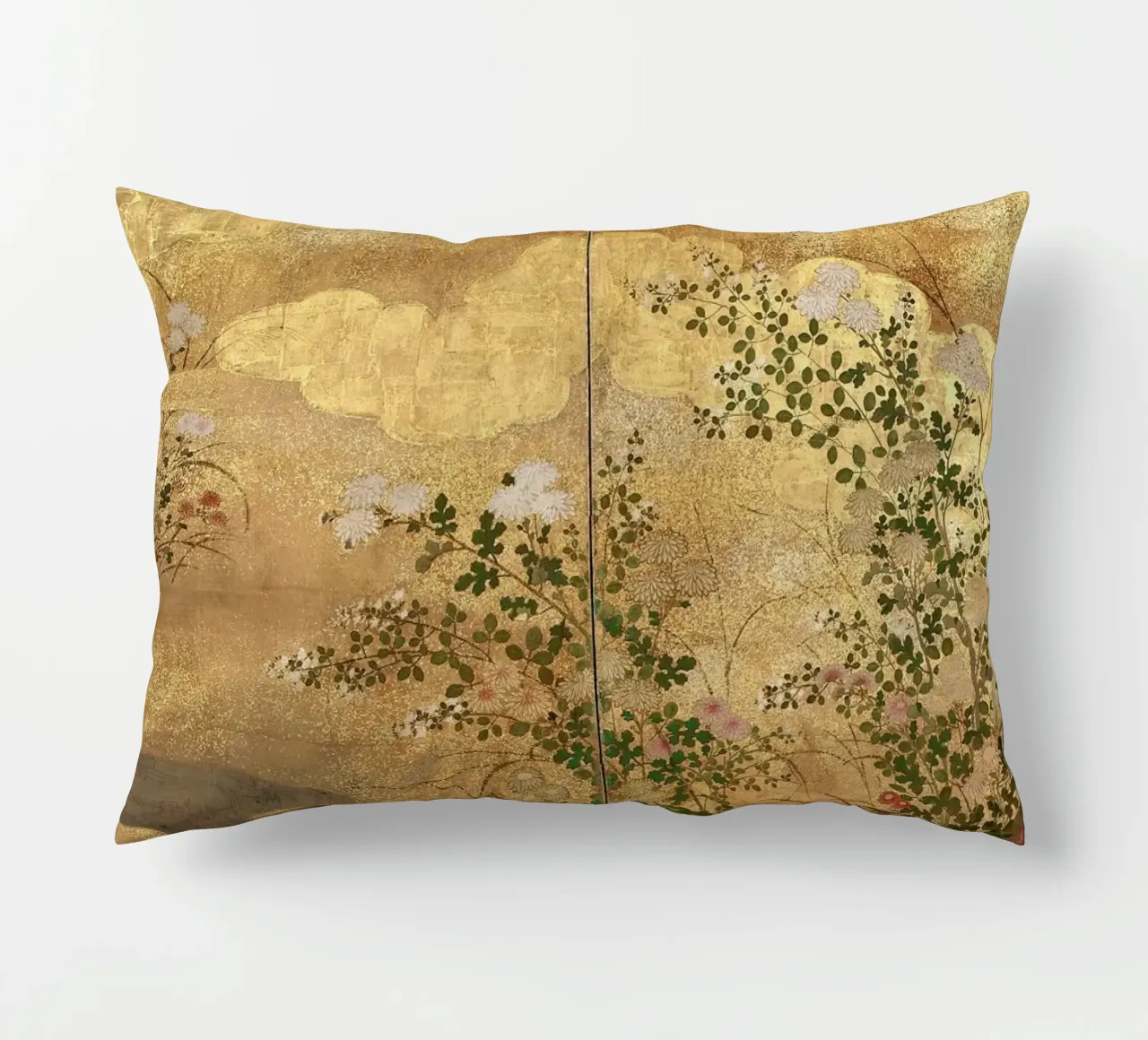 Autumn Flowers and Grasses Beside a Stream, Against Clouds. cuscino da ARTOTHEK
