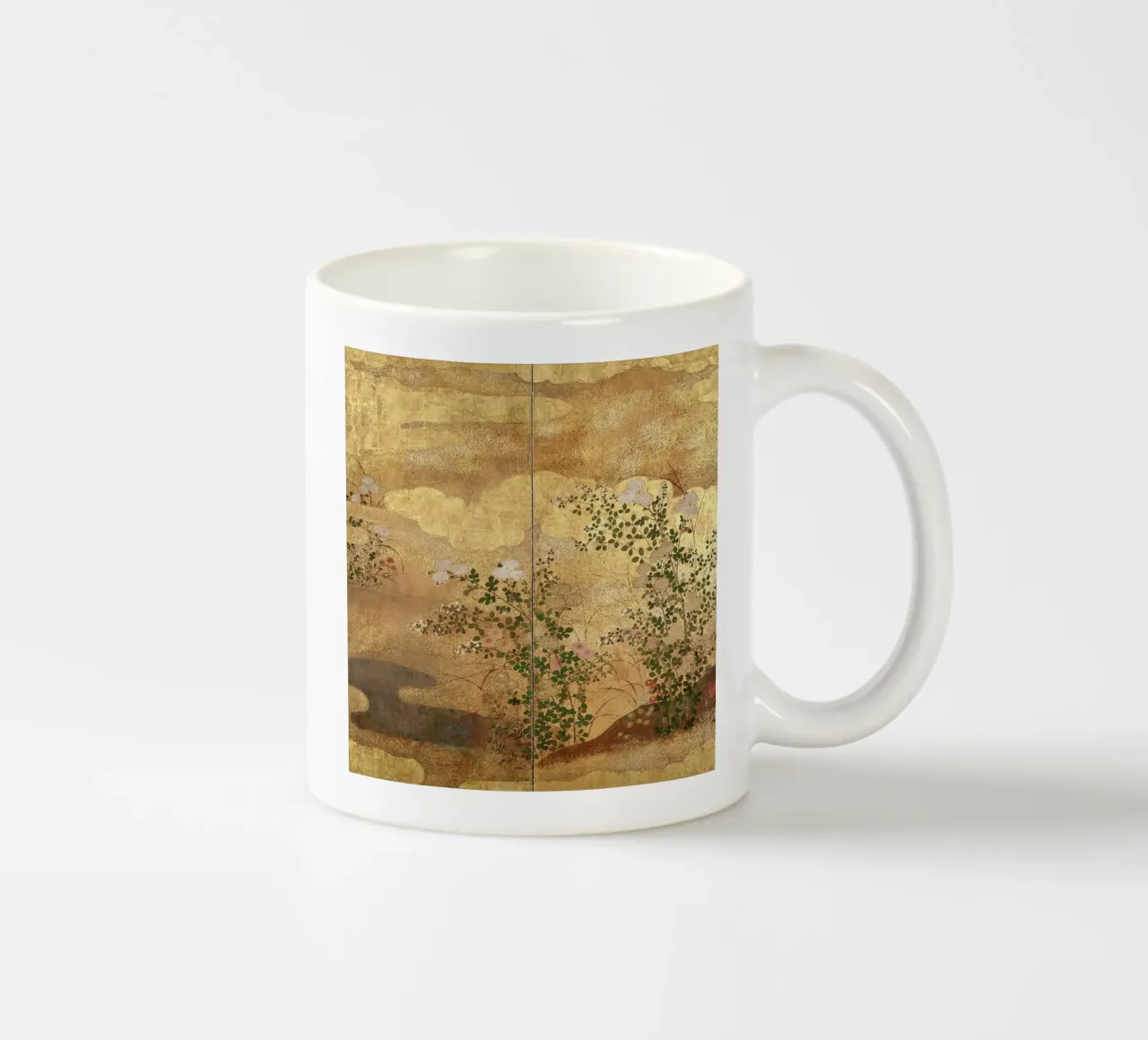 Autumn Flowers and Grasses Beside a Stream, Against Clouds. tazza in ceramica da ARTOTHEK
