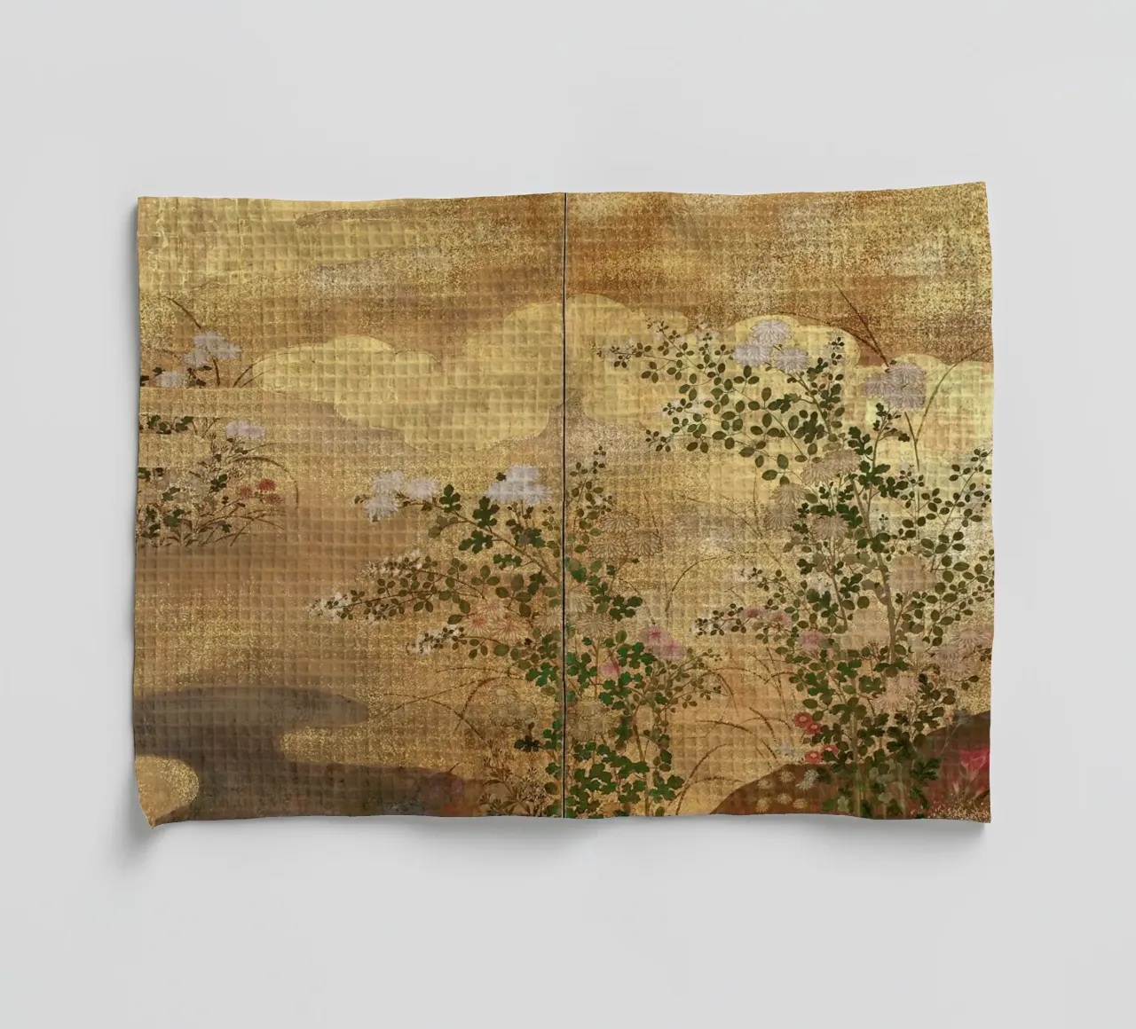 Autumn Flowers and Grasses Beside a Stream, Against Clouds. torchon de ARTOTHEK