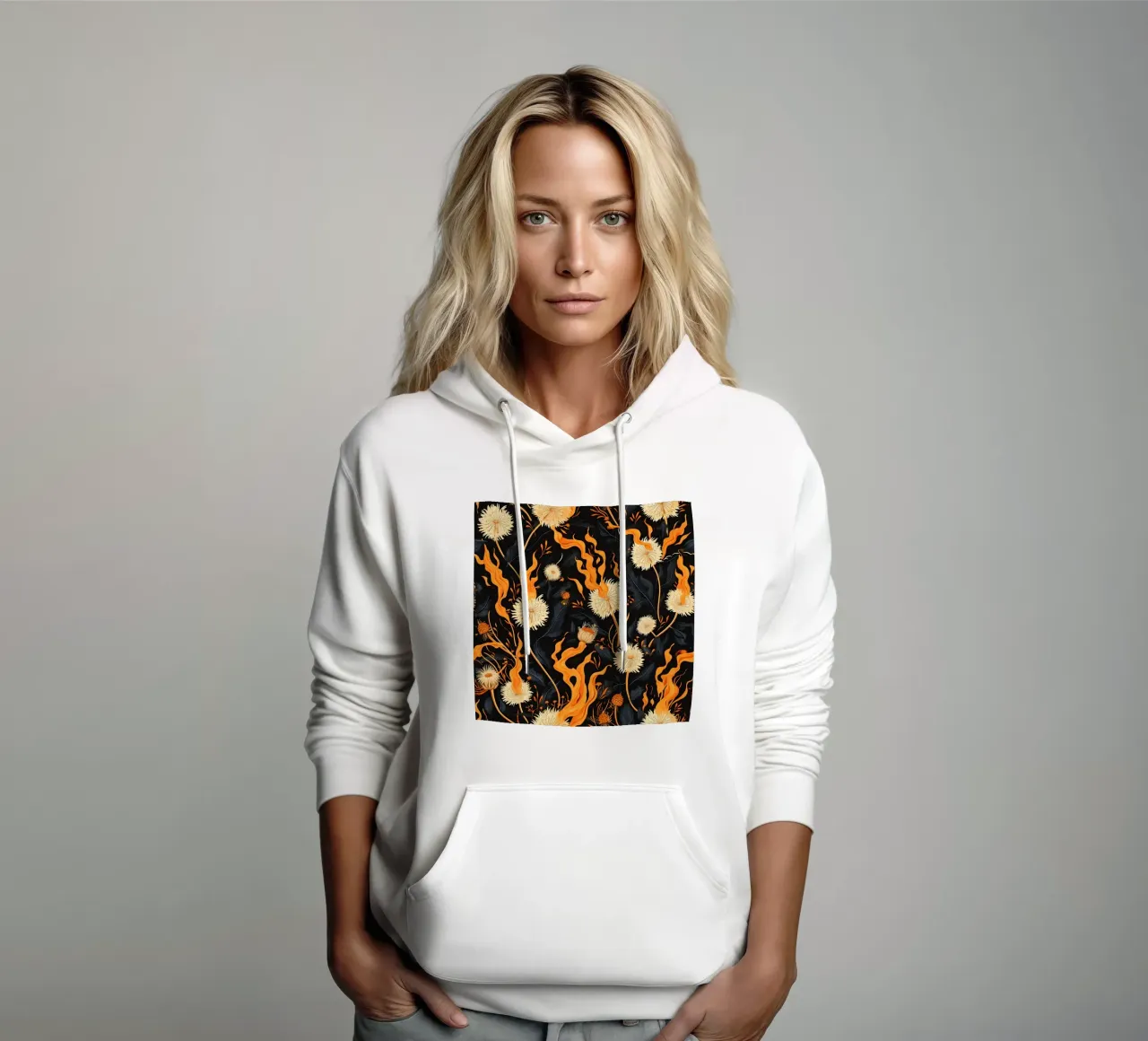 Dandelion Blaze felpa con cappuccio da Botanical Pattern House