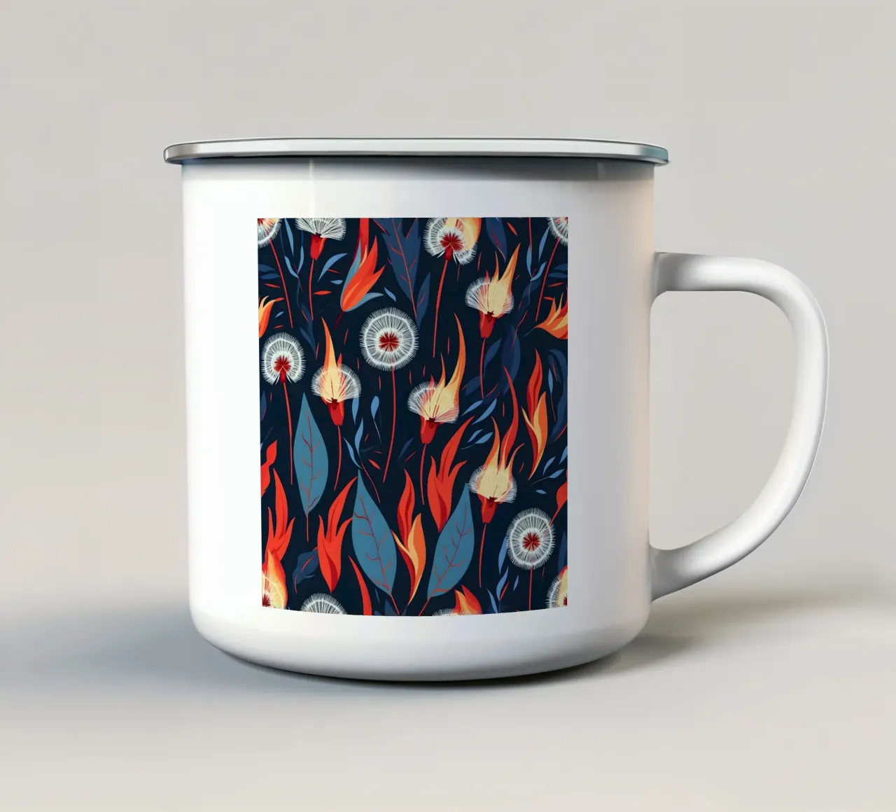 Dandelion Blaze tazza in smalto da Botanical Pattern House
