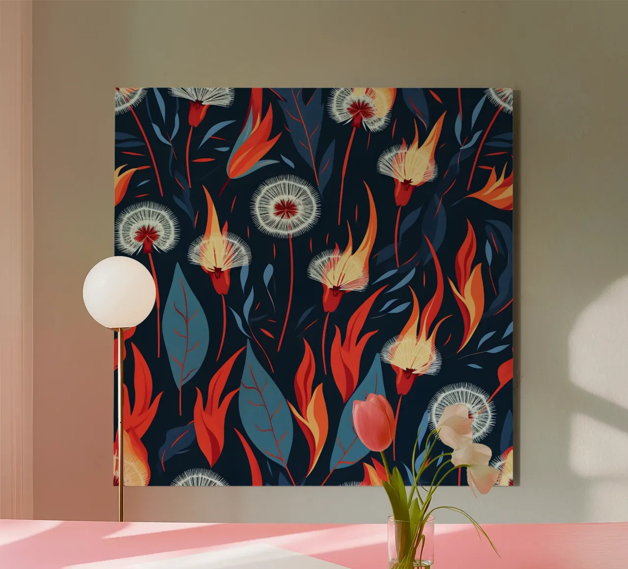 Dandelion Blaze alluminio dibond da Botanical Pattern House