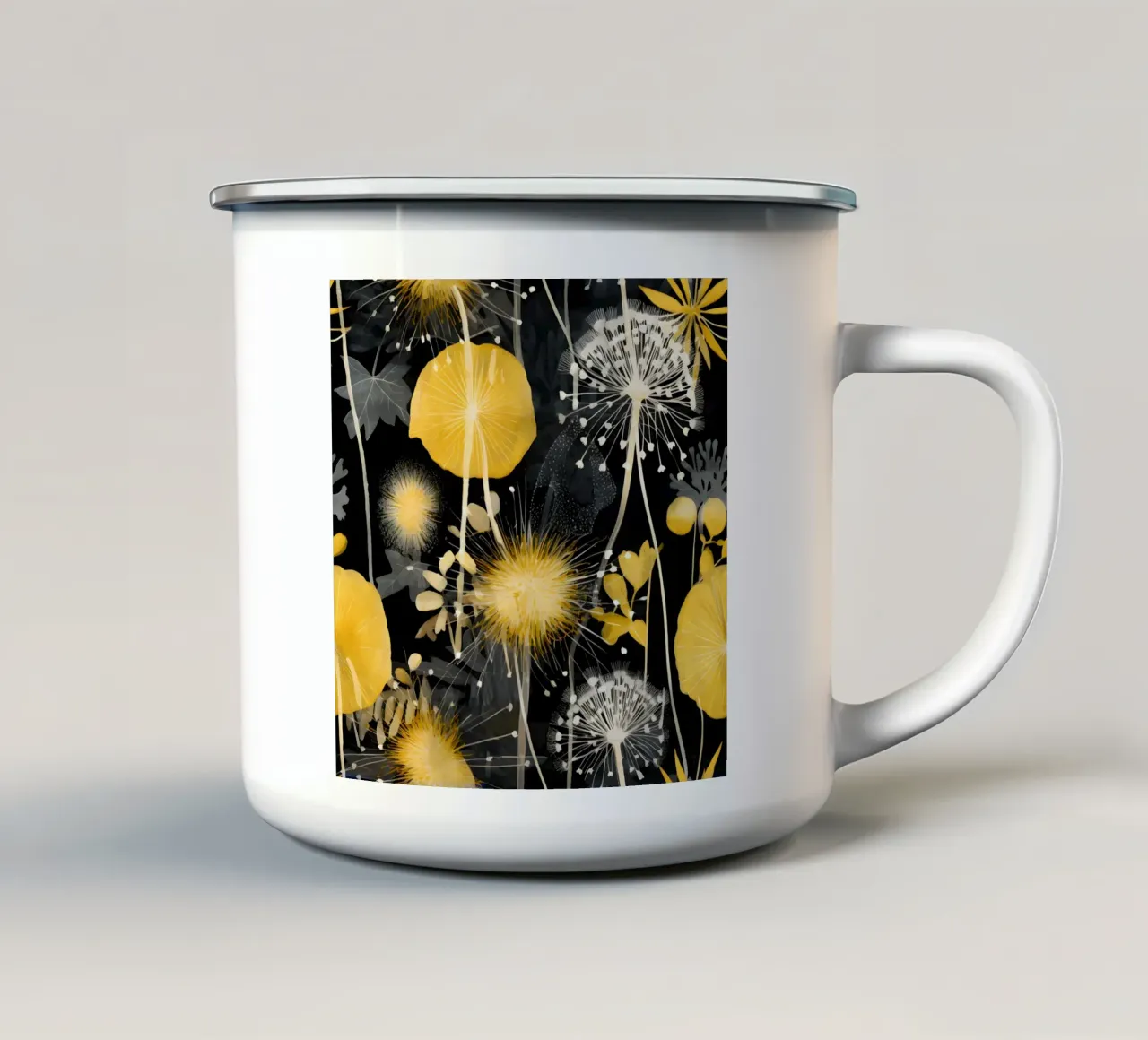 Nero dente di leone tazza in smalto da Botanical Pattern House