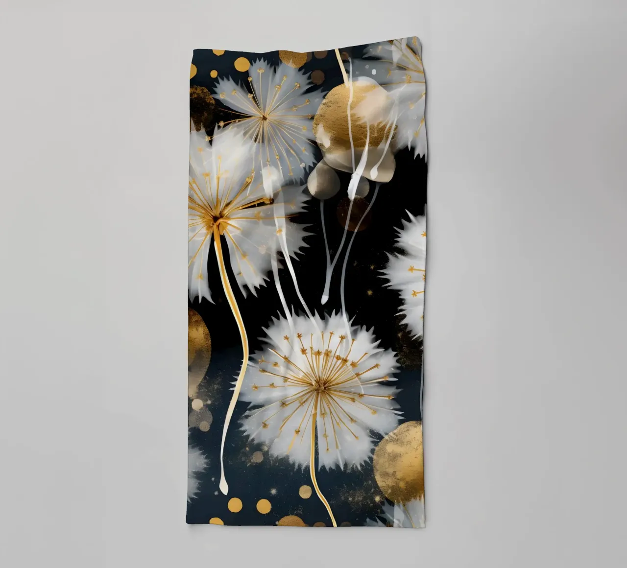 Dandelion Black towel by Botanical Pattern House