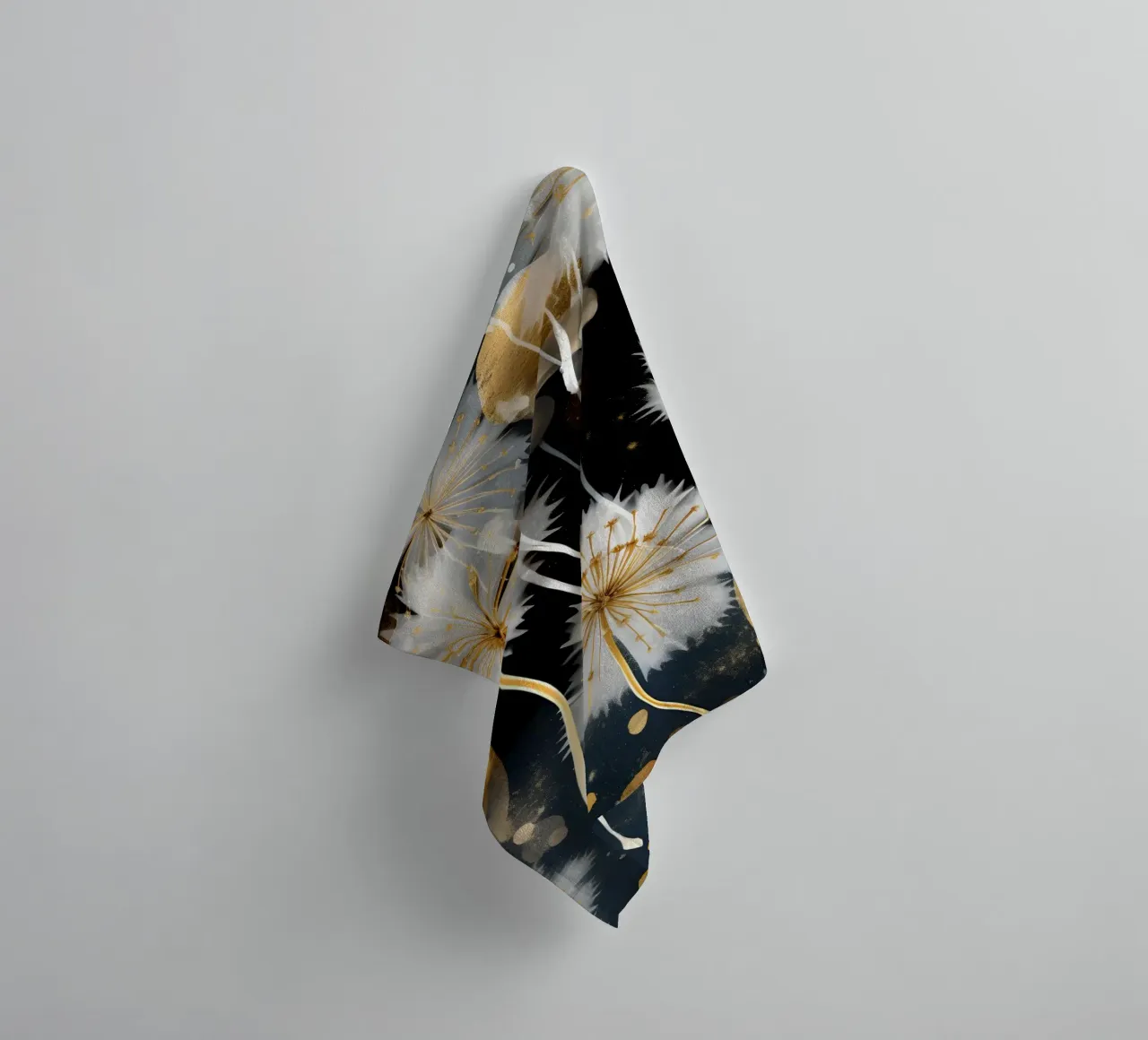 Dandelion Black towel by Botanical Pattern House