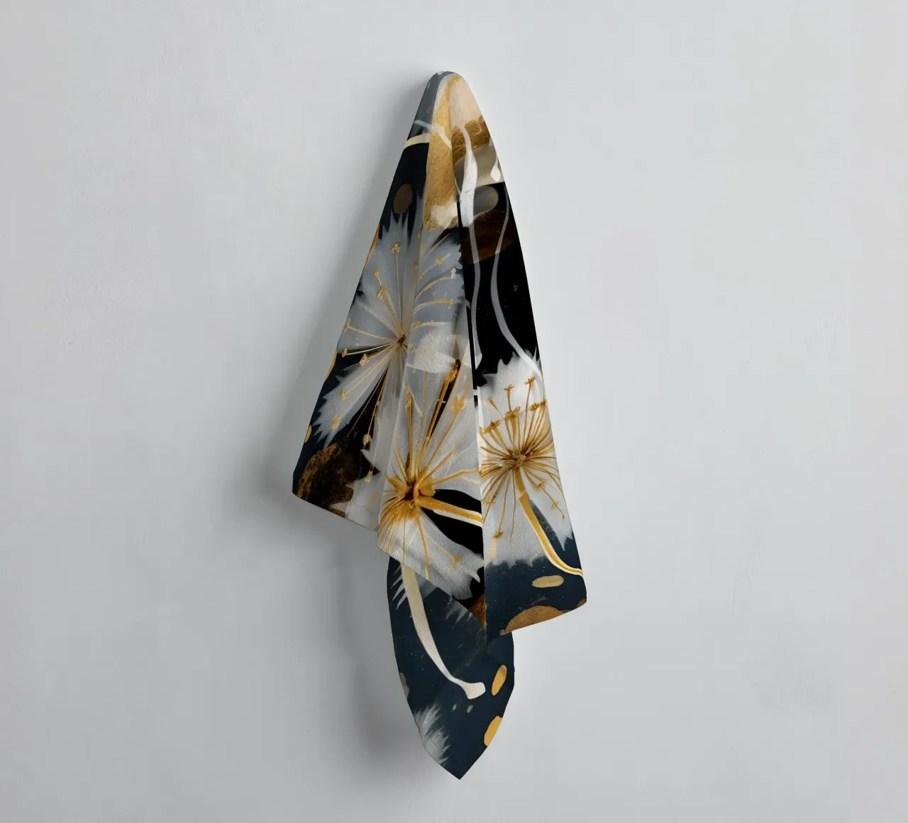 Dandelion Black towel by Botanical Pattern House