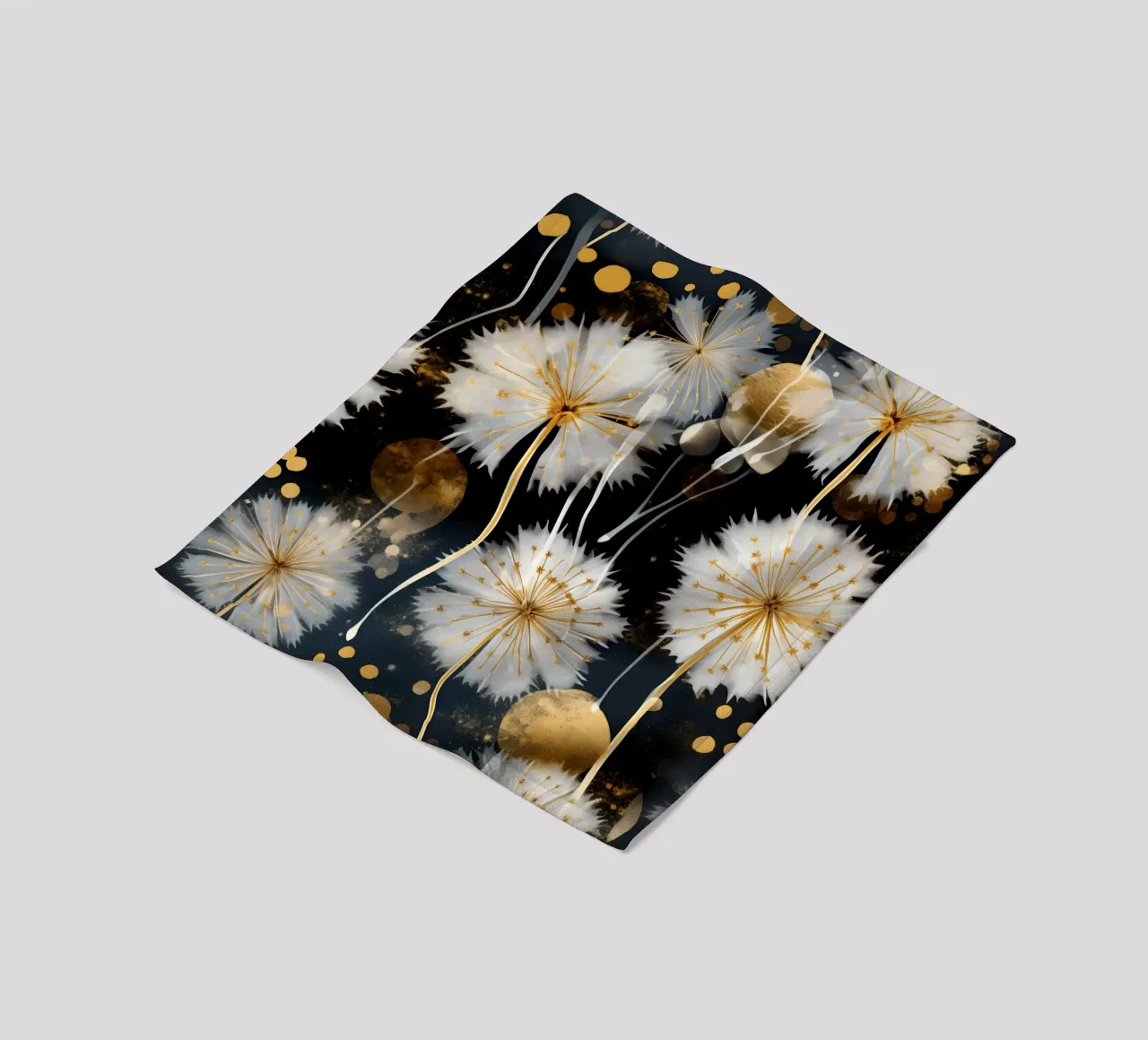 Paardenbloem zwart fleecedeken van Botanical Pattern House
