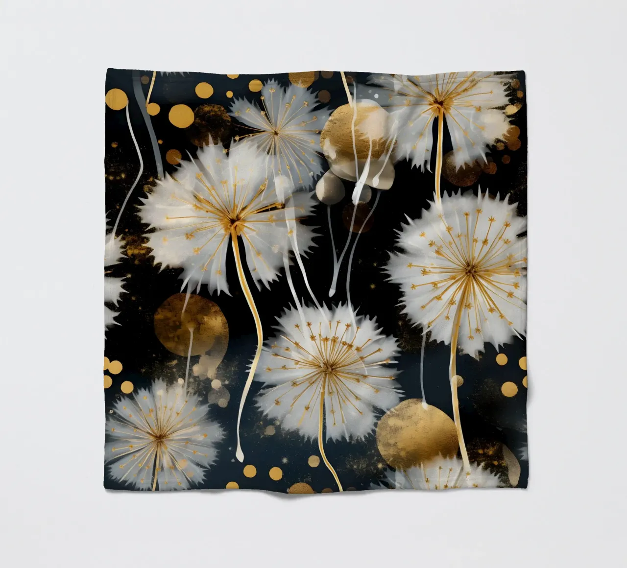Paardenbloem zwart fleecedeken van Botanical Pattern House