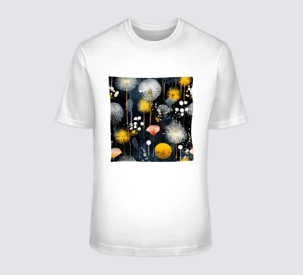 Dandelion Black t-shirt by Botanical Pattern House