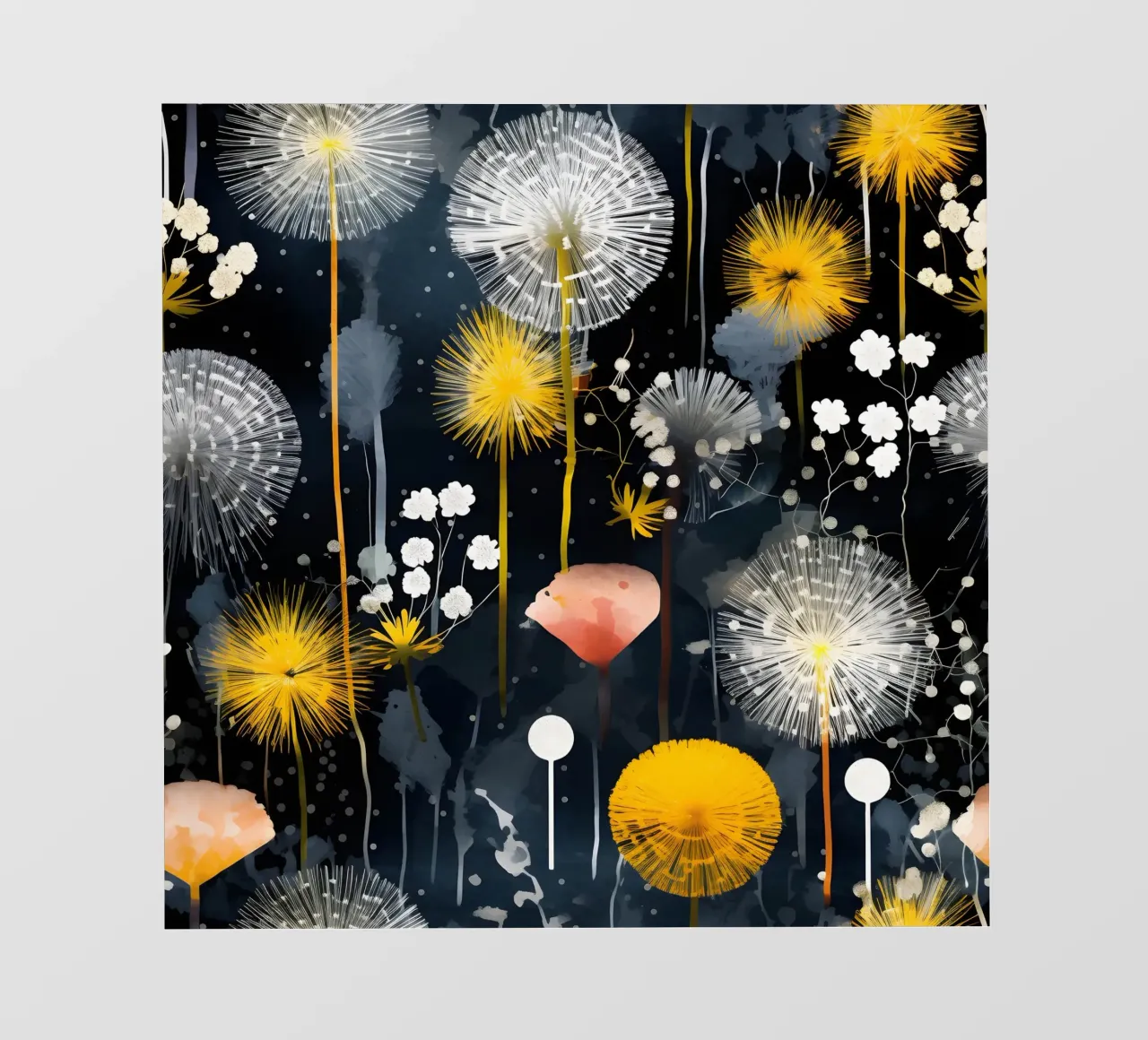 Dandelion Black photo wallpaper by Botanical Pattern House