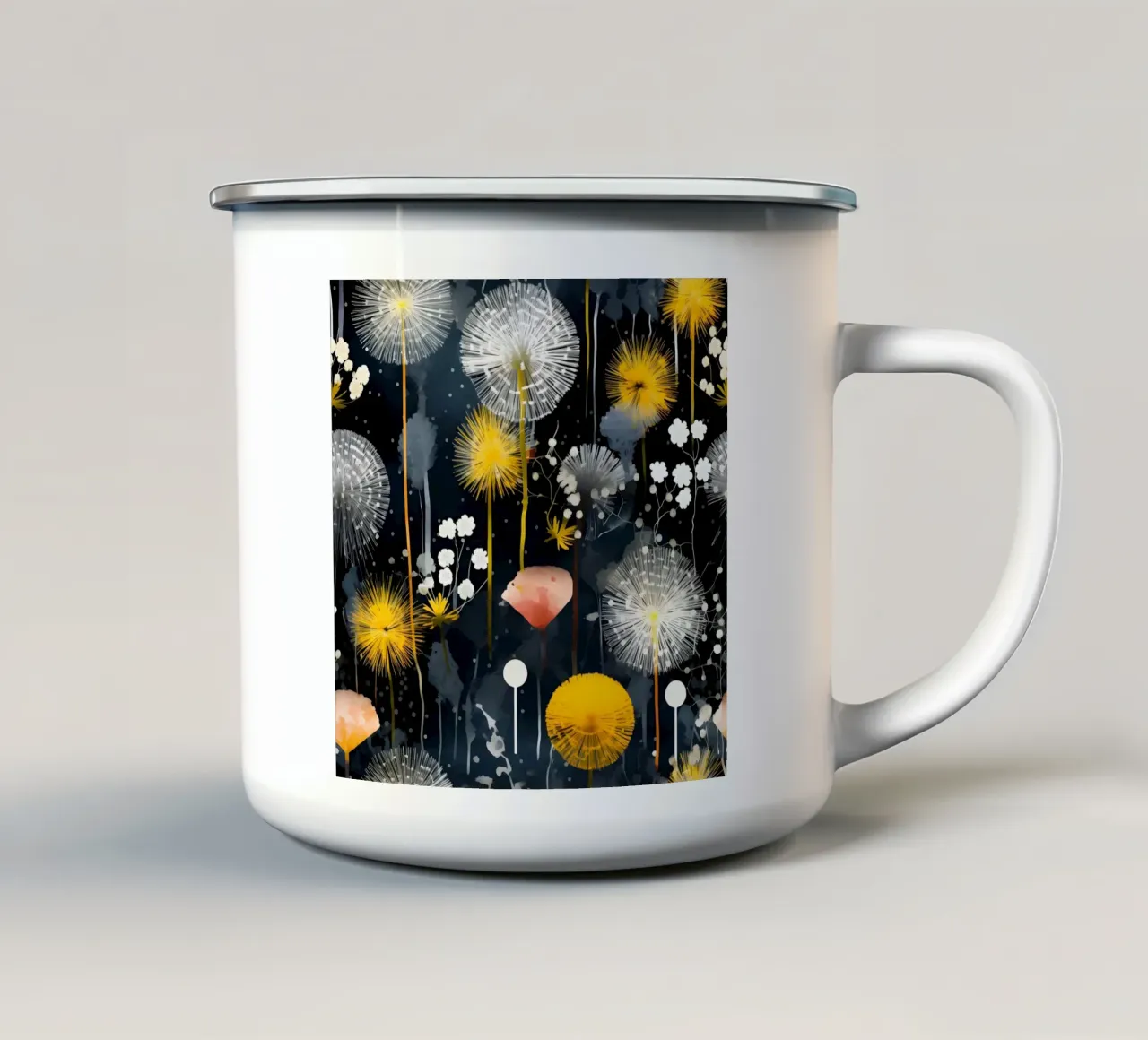 Nero dente di leone tazza in smalto da Botanical Pattern House
