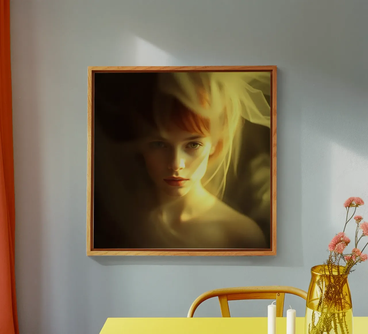 Ritratto di giovane donna con capelli delicati e luci soffuse plexiglass da DesignDoodle