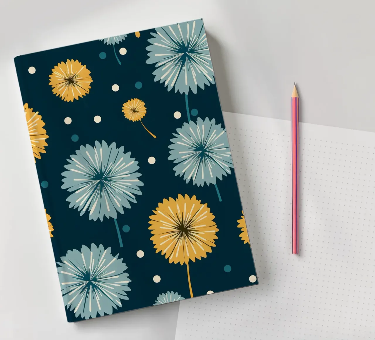 Dandelion Orbit notebook by Botanical Pattern House