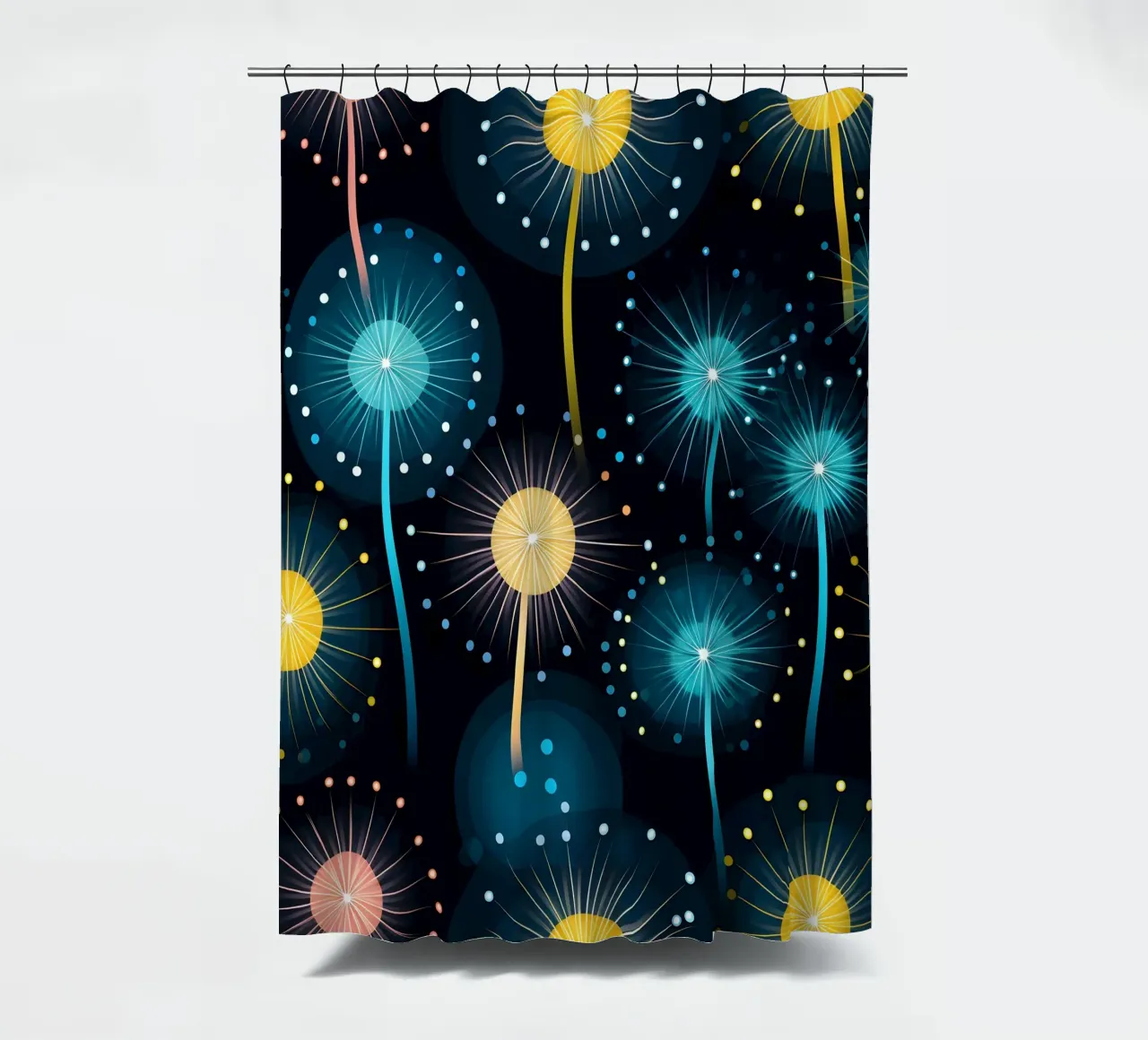 Dandelion Orbit Duschvorhang von Botanical Pattern House