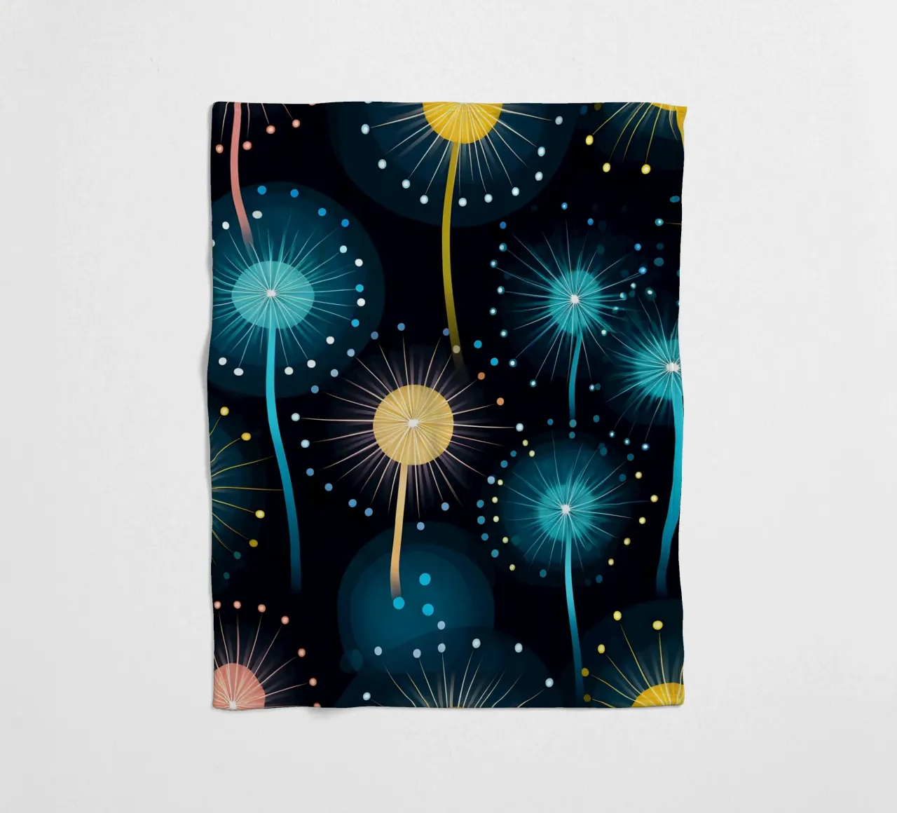 Dandelion Orbit Fleecedecke von Botanical Pattern House