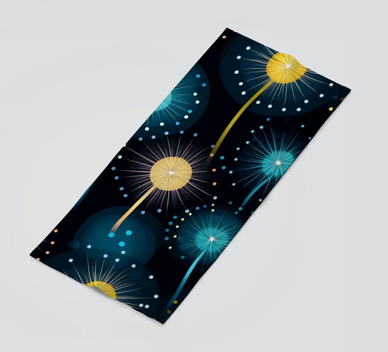 Dandelion Orbit beach towel by Botanical Pattern House