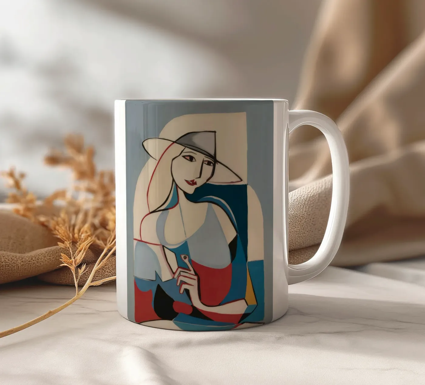 Contemplative Forms ceramic mug by Crimson Whisper