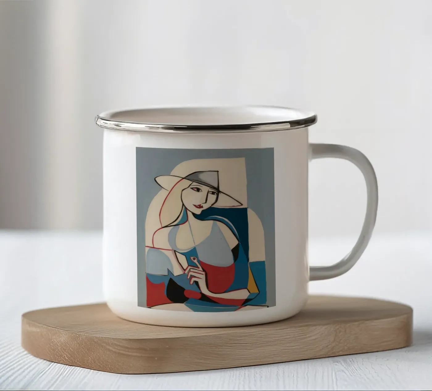 Contemplative Forms enamel mug by Crimson Whisper