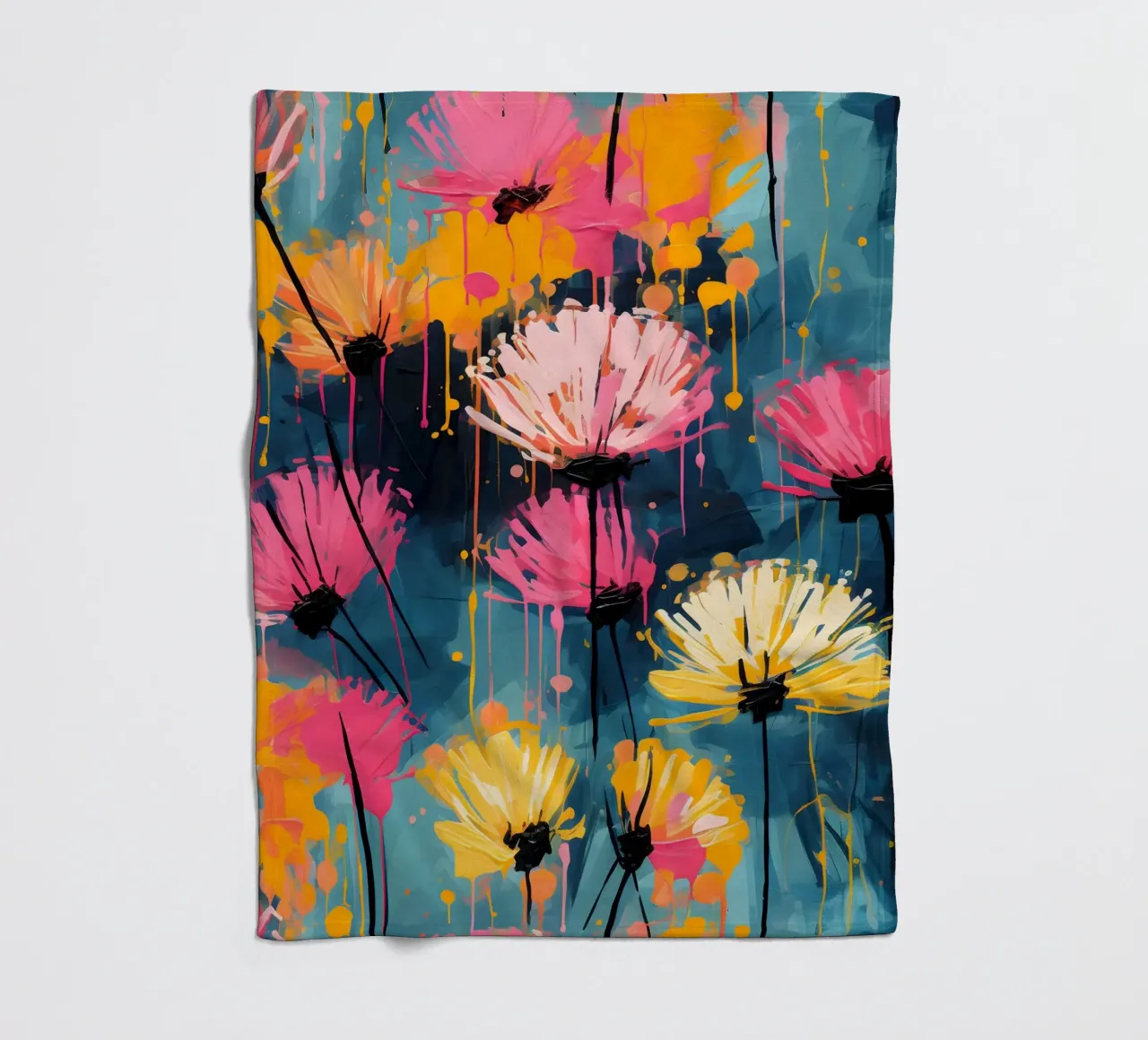 Dandelion Splash fleece blanket by Botanical Pattern House