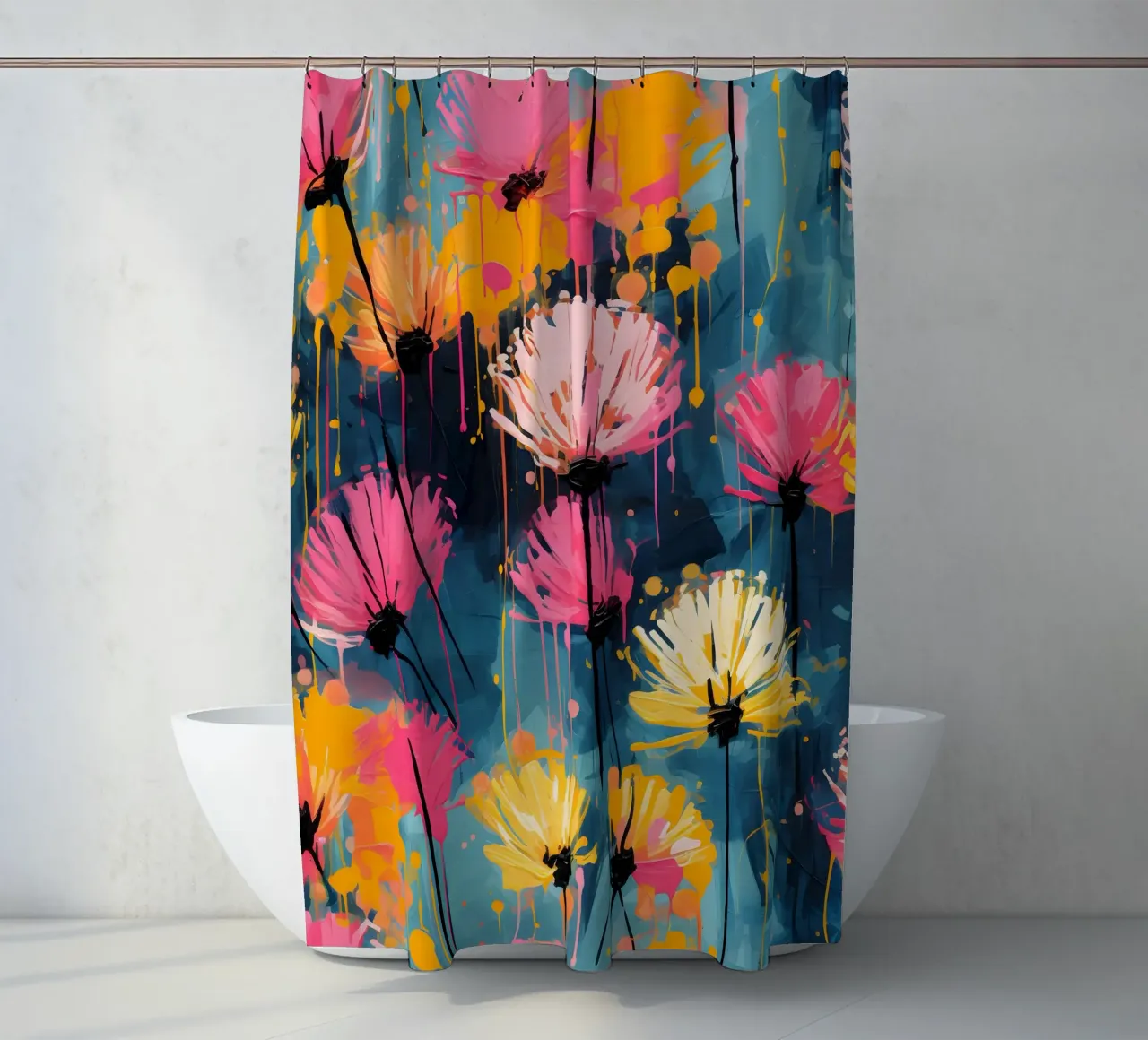 Löwenzahn Splash Duschvorhang von Botanical Pattern House