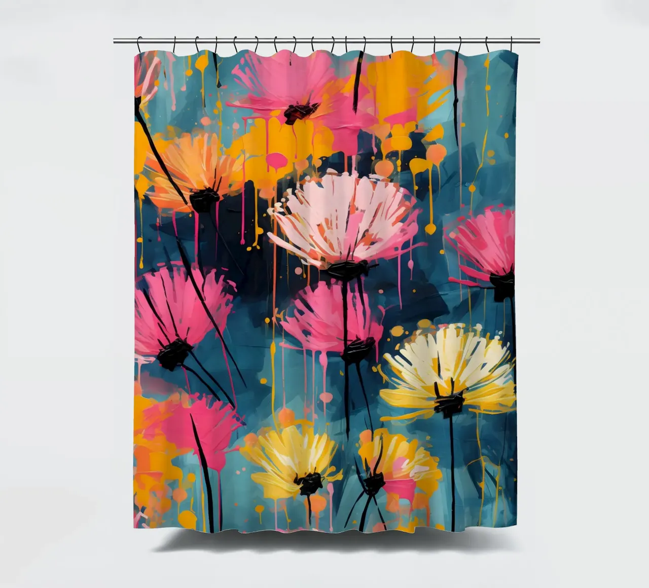 Löwenzahn Splash Duschvorhang von Botanical Pattern House