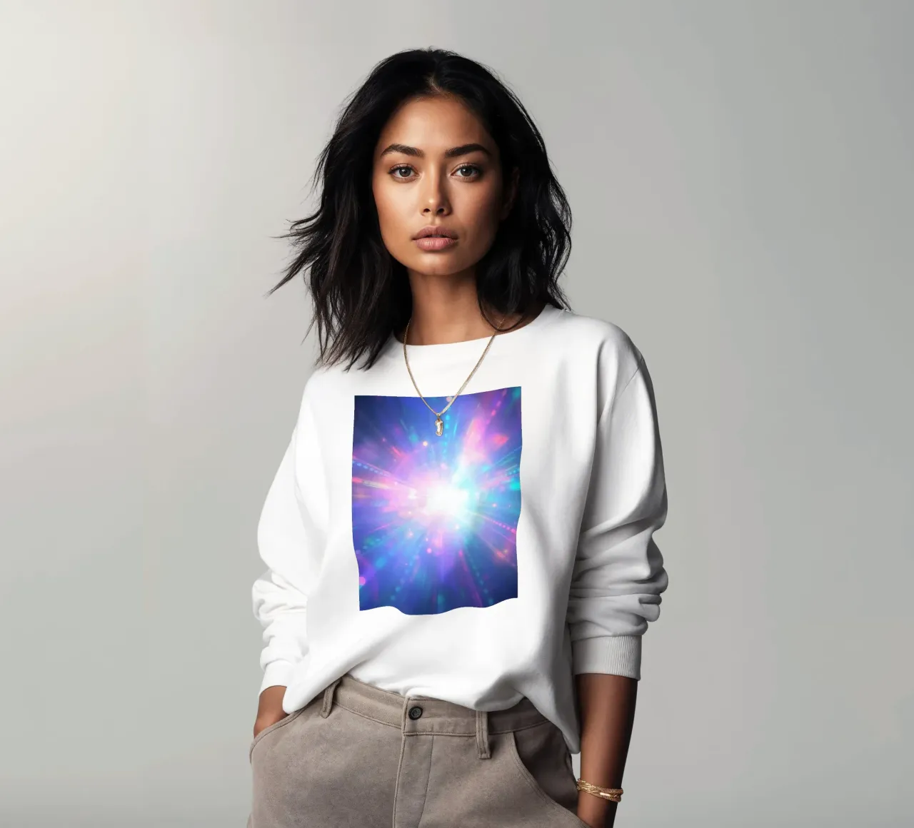 Le esplosioni di luce colorata creano un'atmosfera cosmica felpa da DesignDoodle