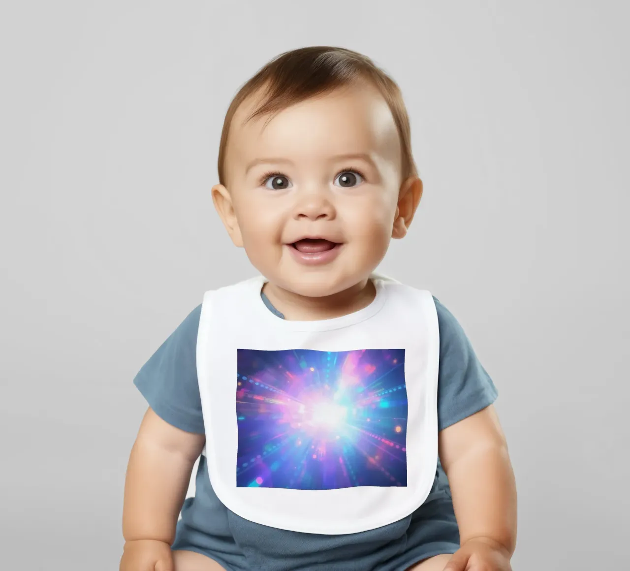 Le esplosioni di luce colorata creano un'atmosfera cosmica bavaglino da DesignDoodle