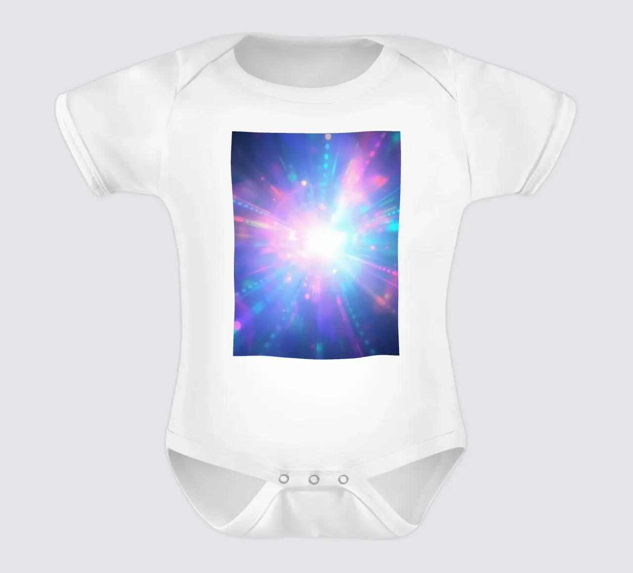 Farbenfrohe Lichteffekte schaffen eine kosmische Atmosphäre Kurzarm Babybody von DesignDoodle