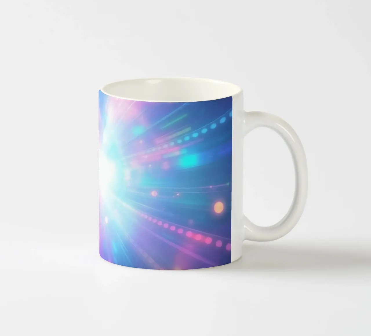Le esplosioni di luce colorata creano un'atmosfera cosmica tazza in ceramica da DesignDoodle