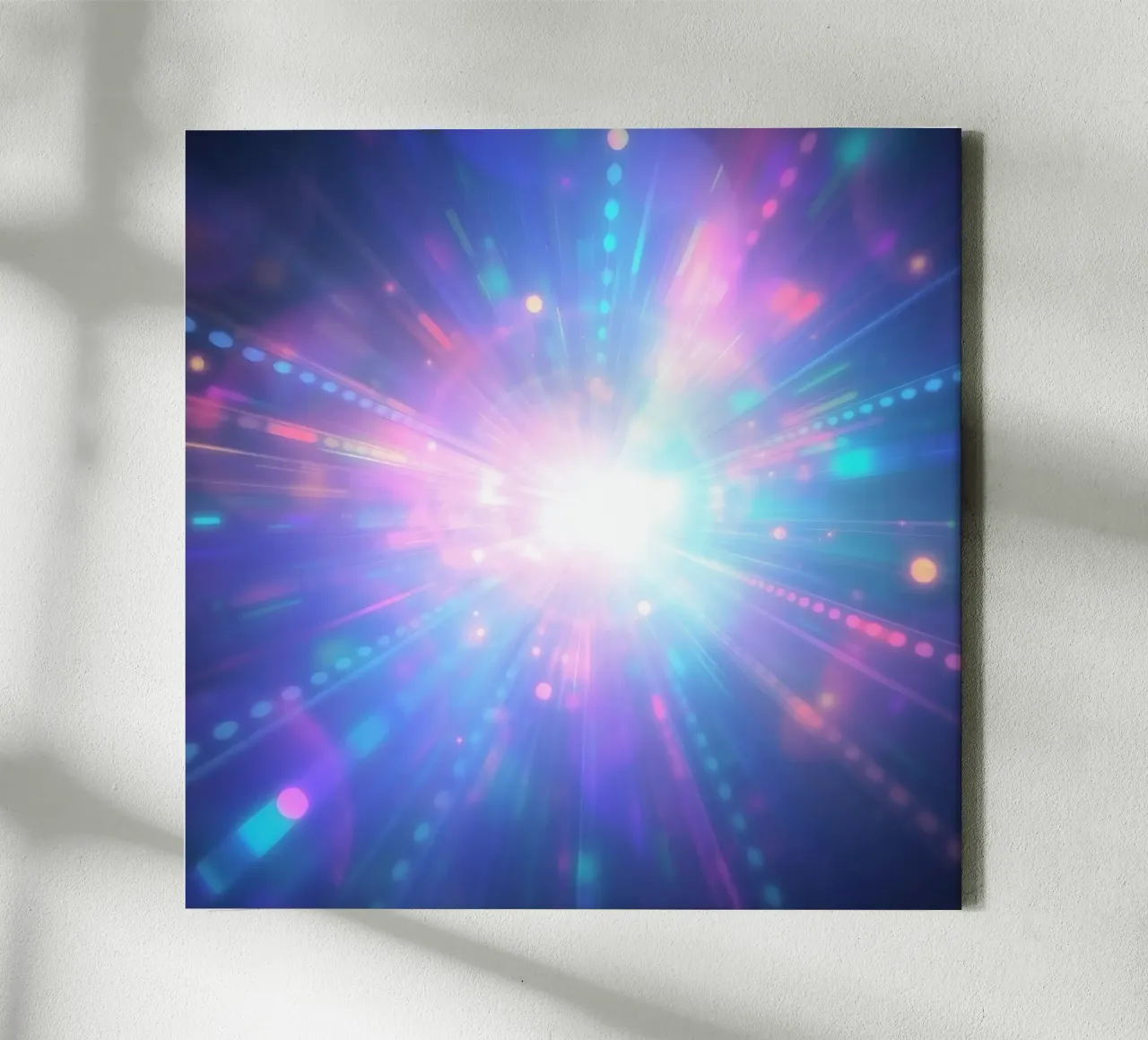 Le esplosioni di luce colorata creano un'atmosfera cosmica tela con Cornice a cassetta da DesignDoodle