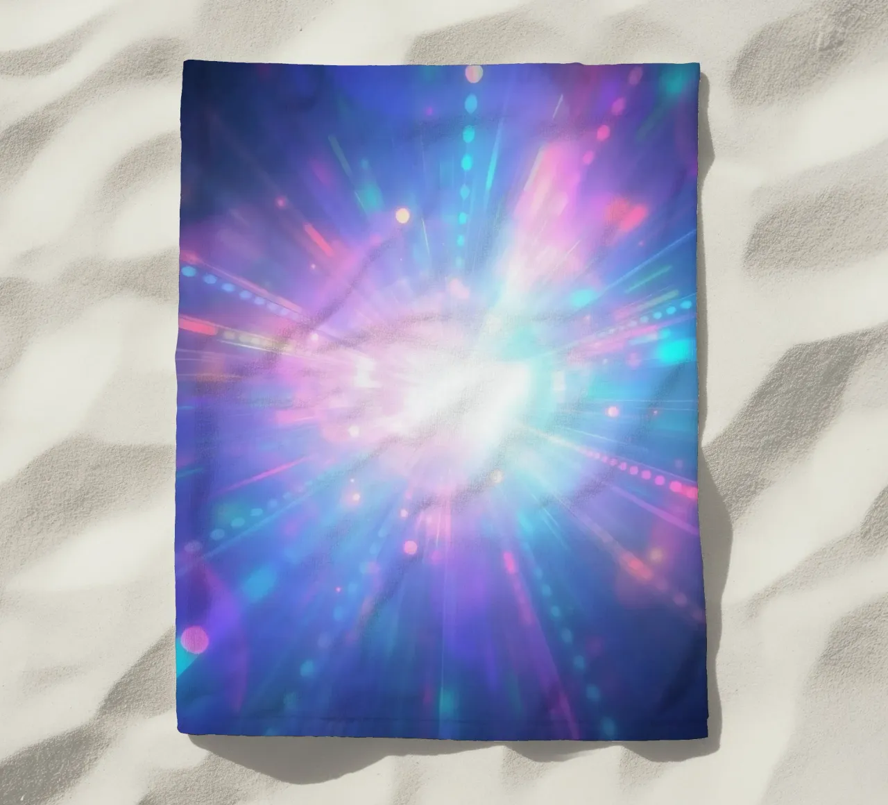 Le esplosioni di luce colorata creano un'atmosfera cosmica telo mare da DesignDoodle
