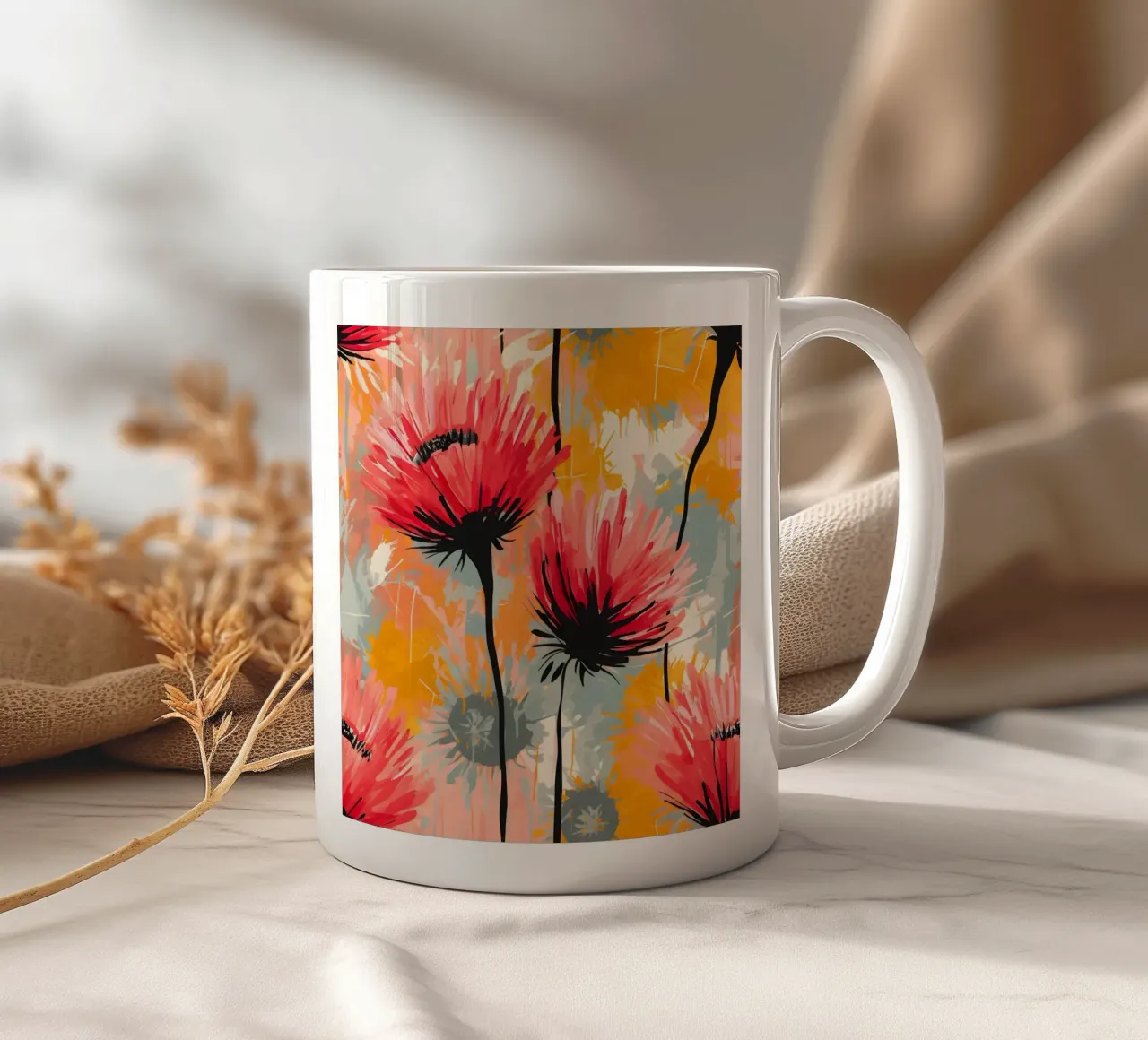 Löwenzahn Splash Keramik Tasse von Botanical Pattern House