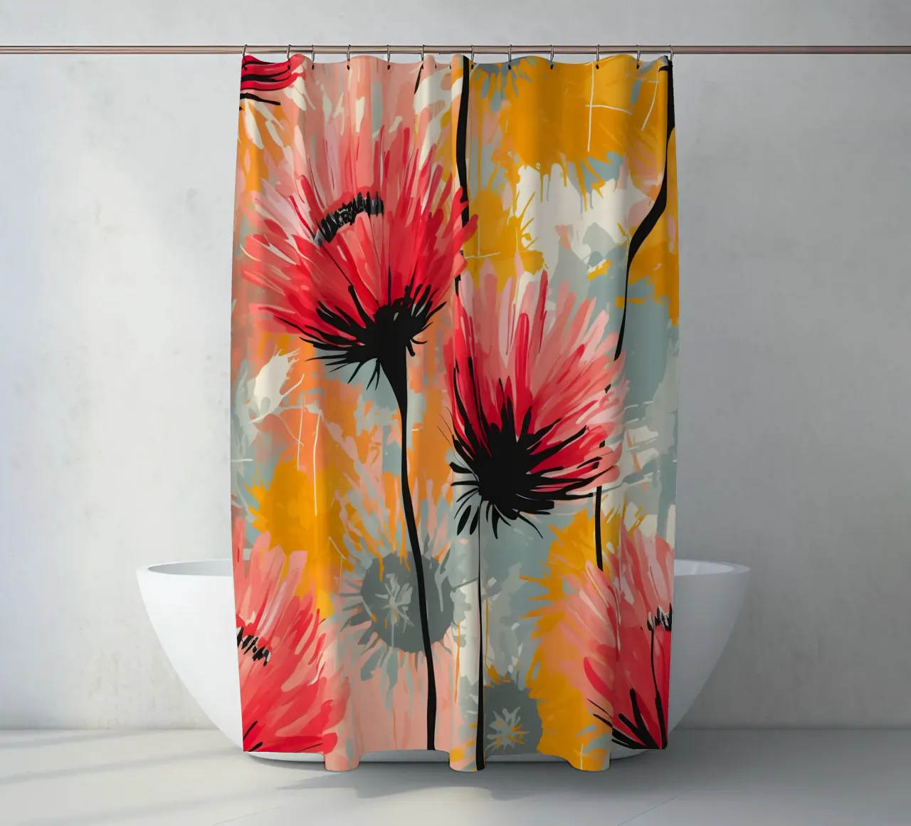 Dandelion Splash shower curtain by Botanical Pattern House