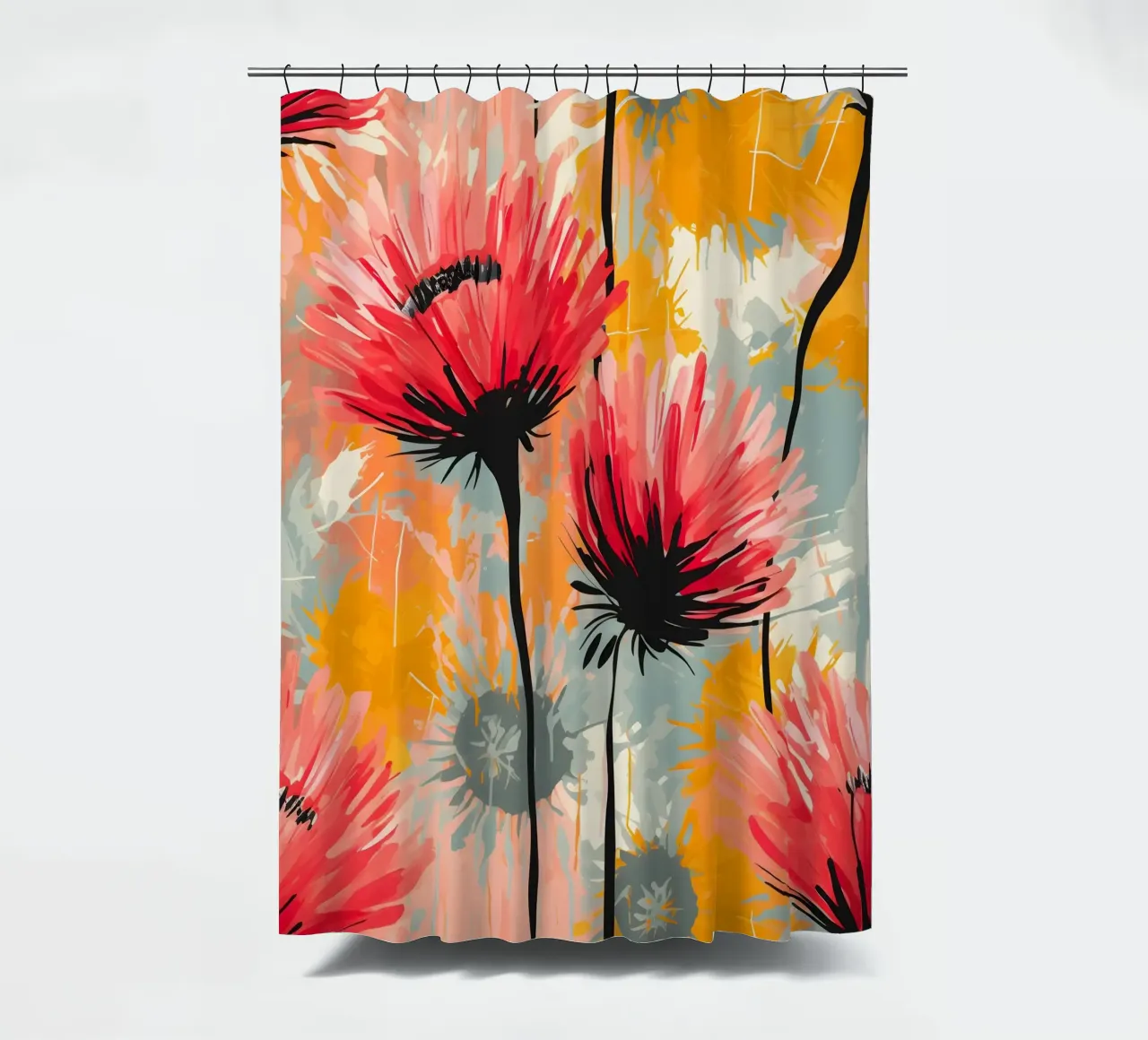 Dandelion Splash shower curtain by Botanical Pattern House