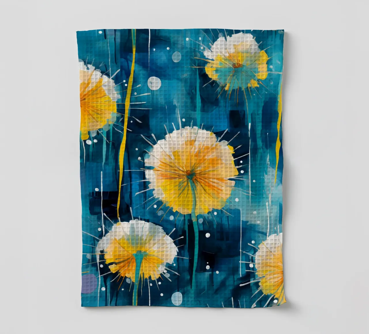 Dandelion Splash tea towel by Botanical Pattern House